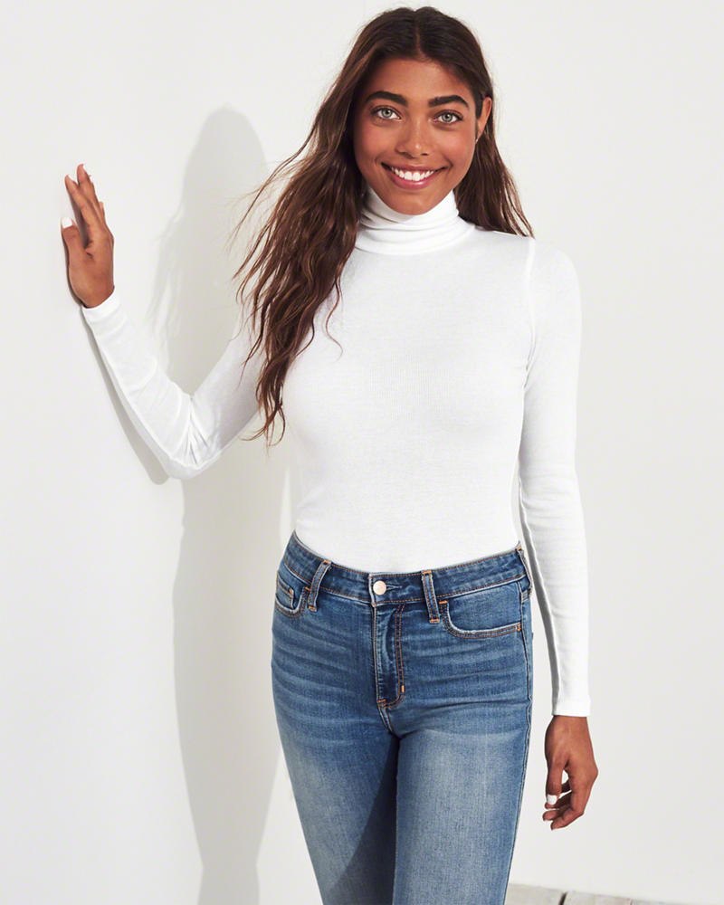 Ribbed turtleneck sweater hollister on sale